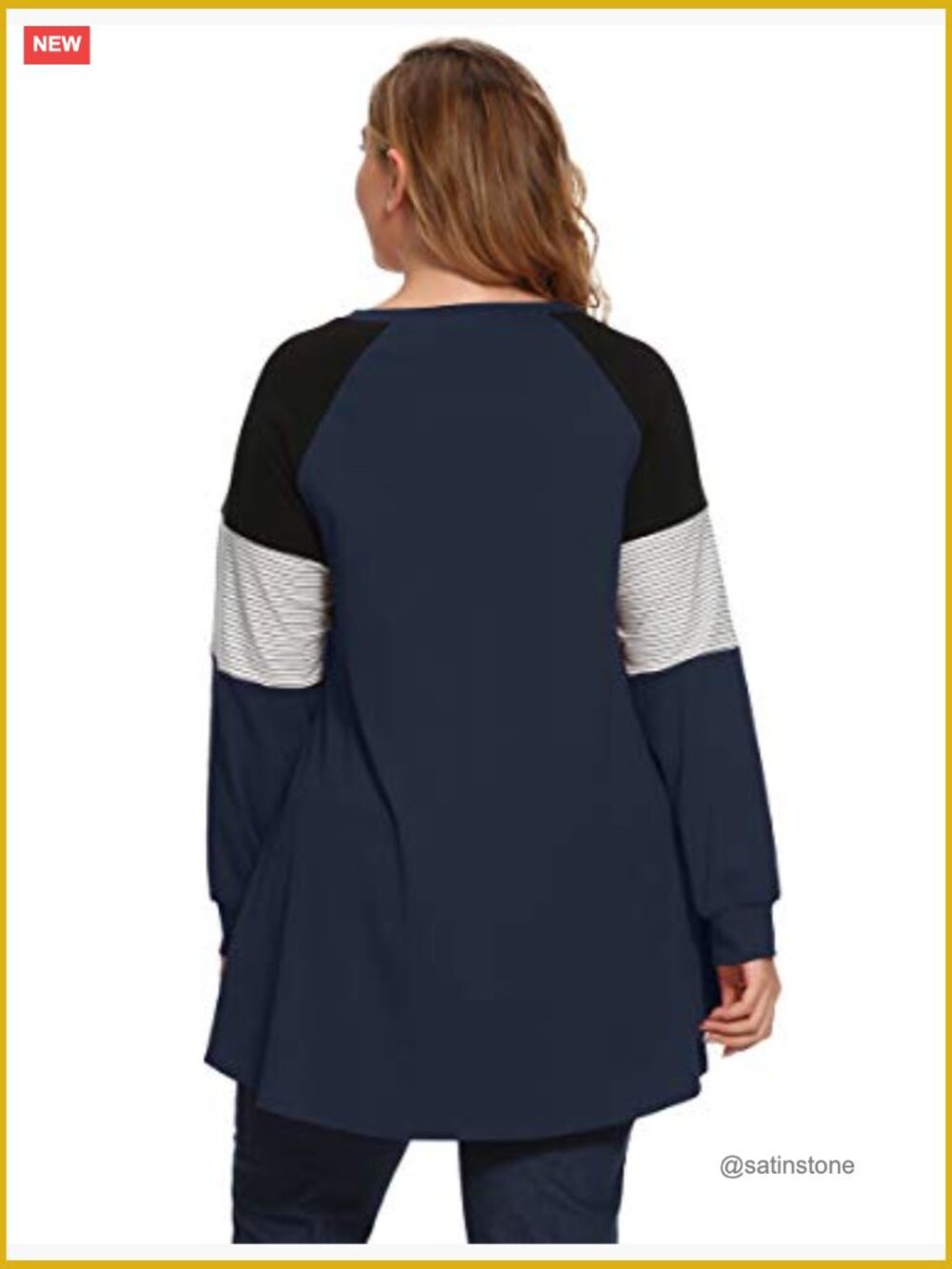 Plus Size Cotton Spandex Pullover Sweatshirt Tunic Long Sleeve - Picture 6 of 7